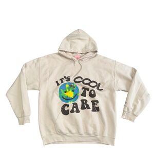 Lonely Ghost Hoodie Unisex Lg Cream Excellent It's Cool To Care Graphic Pullover